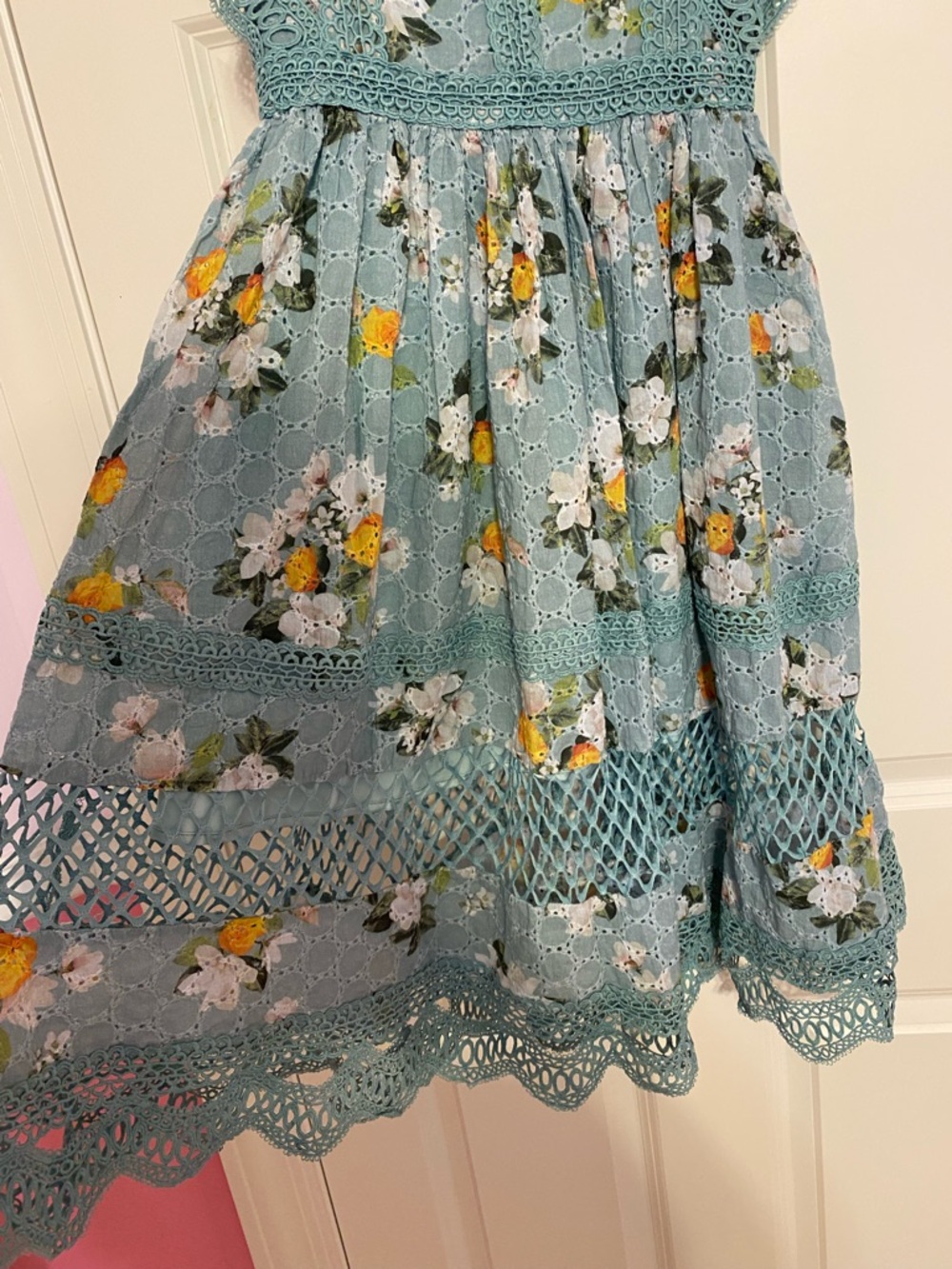 Joyfolie Mia Joy childrens size 8 blue floral lace dress - Picture 4 of 6